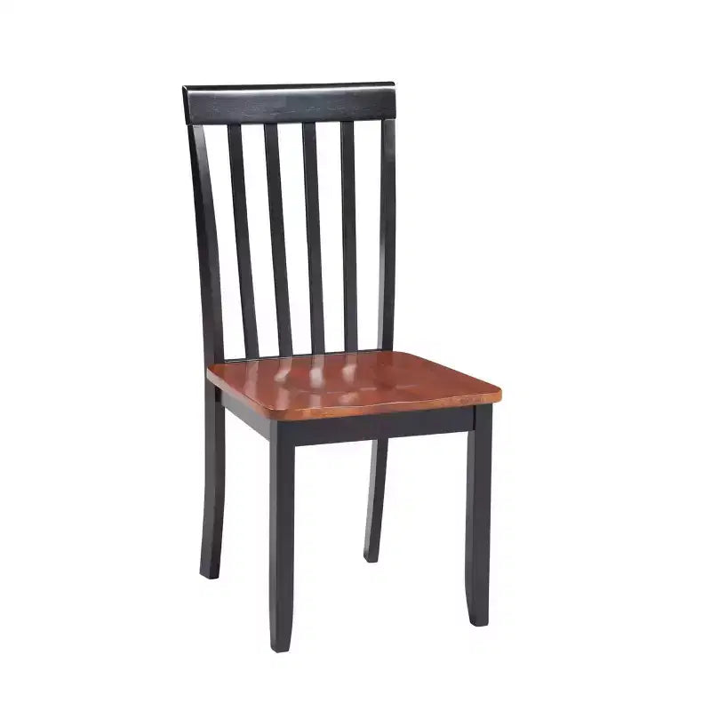 Chaises de salle à manger Bloomington noires et merisier (lot de 2) - Boraam : Bois d'hévéa massif, sans accoudoirs, capacité de 136 kg, dossier à lattes