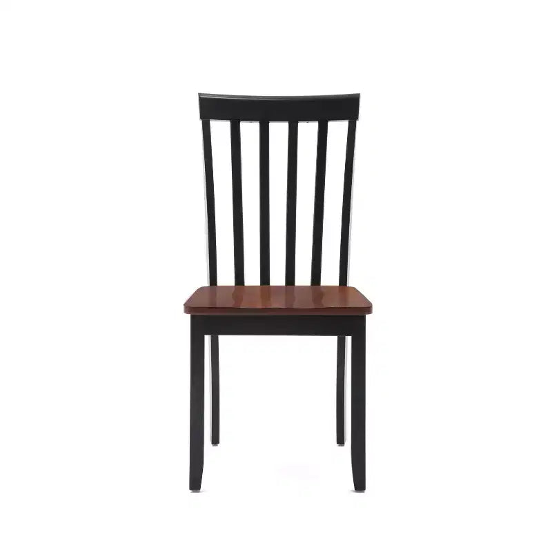 Chaises de salle à manger Bloomington noires et merisier (lot de 2) - Boraam : Bois d'hévéa massif, sans accoudoirs, capacité de 136 kg, dossier à lattes