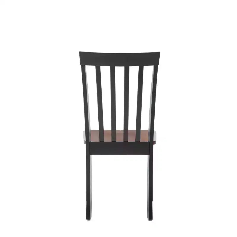 Chaises de salle à manger Bloomington noires et merisier (lot de 2) - Boraam : Bois d'hévéa massif, sans accoudoirs, capacité de 136 kg, dossier à lattes