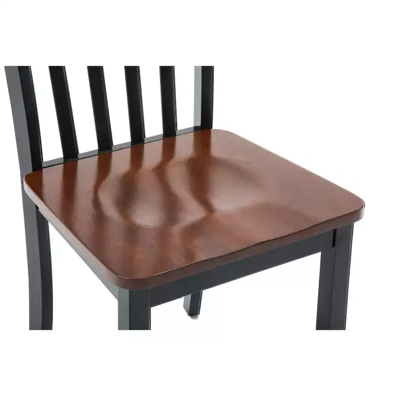 Chaises de salle à manger Bloomington noires et merisier (lot de 2) - Boraam : Bois d'hévéa massif, sans accoudoirs, capacité de 136 kg, dossier à lattes