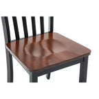 Chaises de salle à manger Bloomington noires et merisier (lot de 2) - Boraam : Bois d'hévéa massif, sans accoudoirs, capacité de 136 kg, dossier à lattes