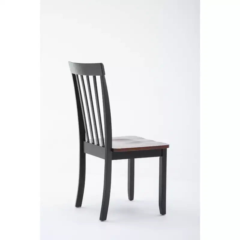 Chaises de salle à manger Bloomington noires et merisier (lot de 2) - Boraam : Bois d'hévéa massif, sans accoudoirs, capacité de 136 kg, dossier à lattes