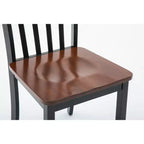 Chaises de salle à manger Bloomington noires et merisier (lot de 2) - Boraam : Bois d'hévéa massif, sans accoudoirs, capacité de 136 kg, dossier à lattes