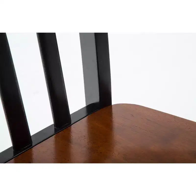 Chaises de salle à manger Bloomington noires et merisier (lot de 2) - Boraam : Bois d'hévéa massif, sans accoudoirs, capacité de 136 kg, dossier à lattes