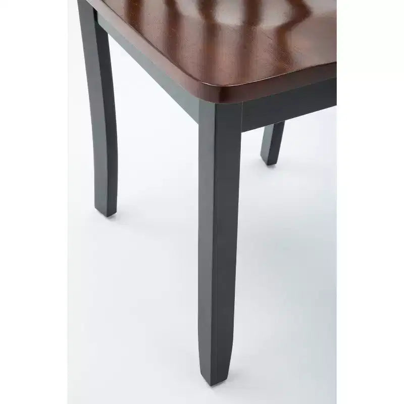 Chaises de salle à manger Bloomington noires et merisier (lot de 2) - Boraam : Bois d'hévéa massif, sans accoudoirs, capacité de 136 kg, dossier à lattes