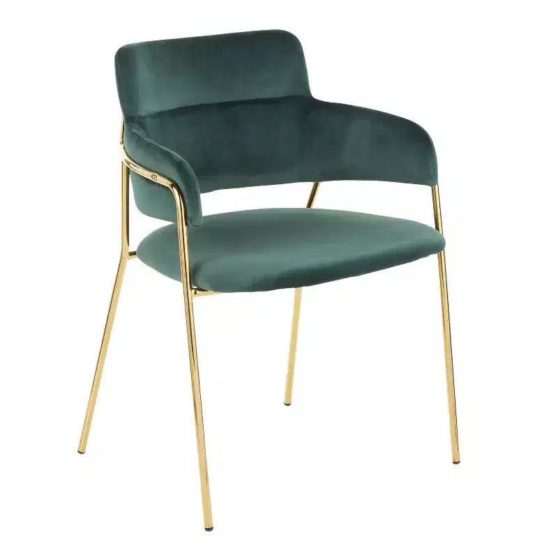 Ensemble de 2 chaises Napoli contemporaines or/velours vert émeraude - LumiSource : chromées, pieds en métal, protège-plancher