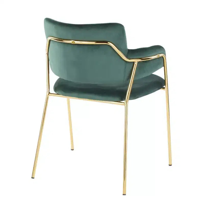 Ensemble de 2 chaises Napoli contemporaines or/velours vert émeraude - LumiSource : chromées, pieds en métal, protège-plancher