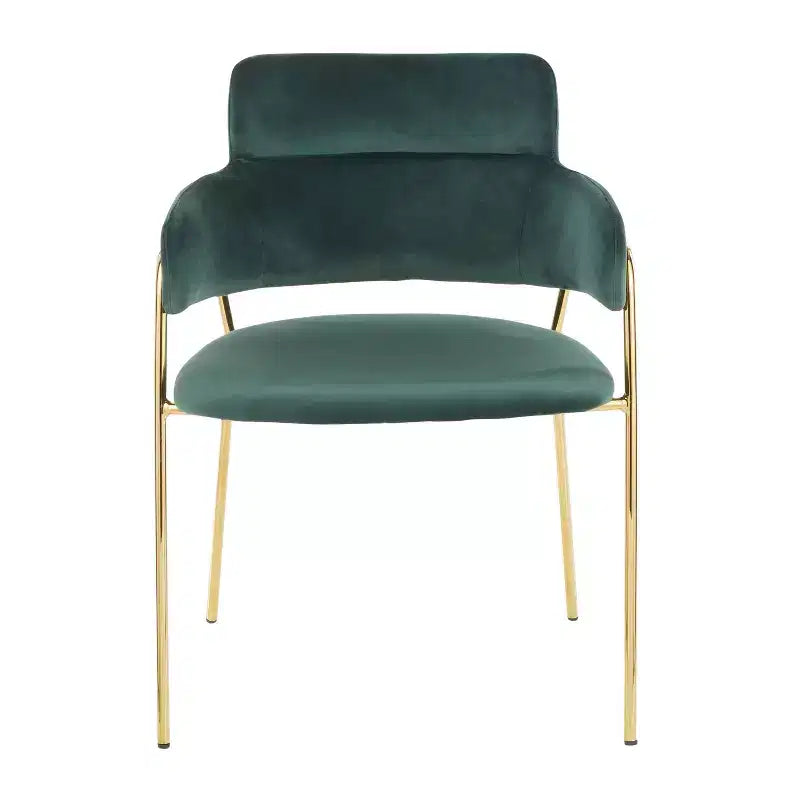 Ensemble de 2 chaises Napoli contemporaines or/velours vert émeraude - LumiSource : chromées, pieds en métal, protège-plancher