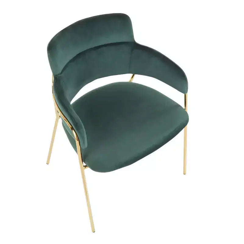 Ensemble de 2 chaises Napoli contemporaines or/velours vert émeraude - LumiSource : chromées, pieds en métal, protège-plancher