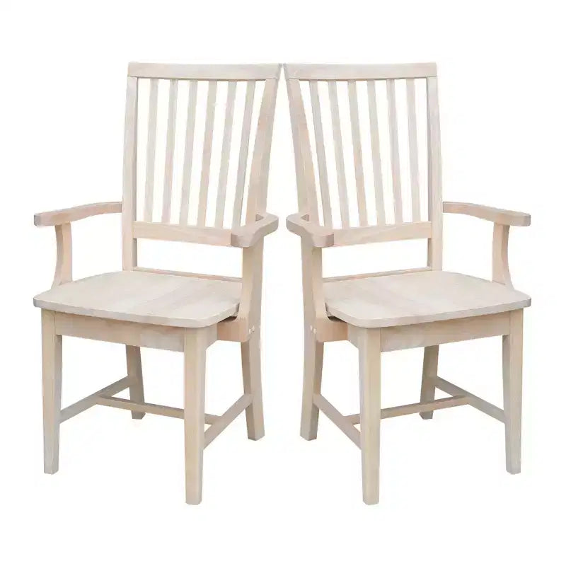 Chaise à Accoudoirs Mission non Finie - International Concepts : Bois massif, Dossier à lattes, Meuble de cuisine