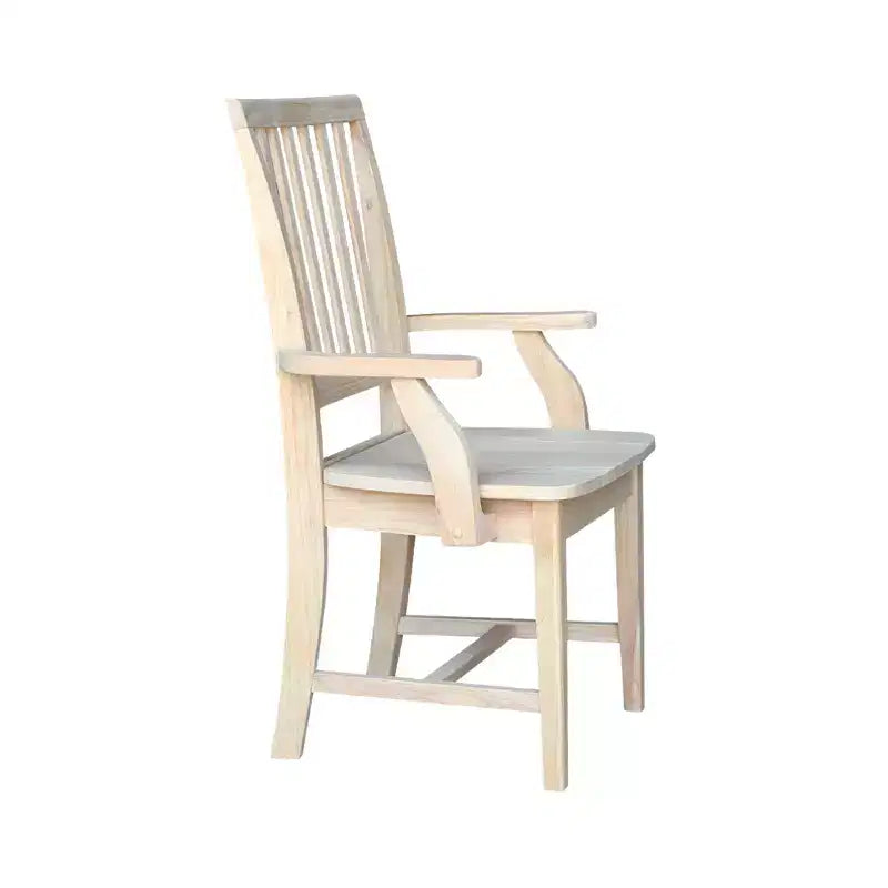 Chaise à Accoudoirs Mission non Finie - International Concepts : Bois massif, Dossier à lattes, Meuble de cuisine