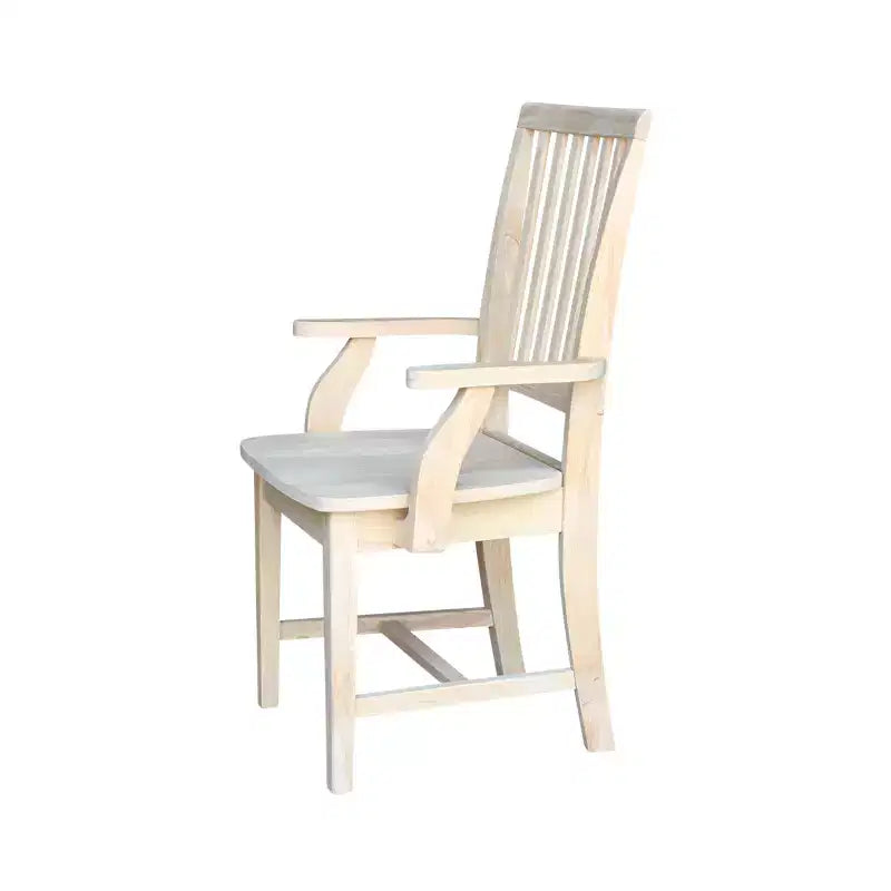 Chaise à Accoudoirs Mission non Finie - International Concepts : Bois massif, Dossier à lattes, Meuble de cuisine