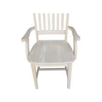 Chaise à Accoudoirs Mission non Finie - International Concepts : Bois massif, Dossier à lattes, Meuble de cuisine