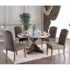 Lot de 2 chaises de salle à manger en bois rembourrées Silva, gris - HOMES: Inside + Out : cloutées, revêtement en polyester