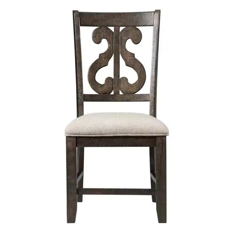 Chaise Stanford avec dossier tourbillon en bois, marron - Picket House Furnishings : Moderne du milieu du siècle, assise rembourrée