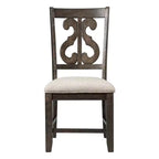 Chaise Stanford avec dossier tourbillon en bois, marron - Picket House Furnishings : Moderne du milieu du siècle, assise rembourrée