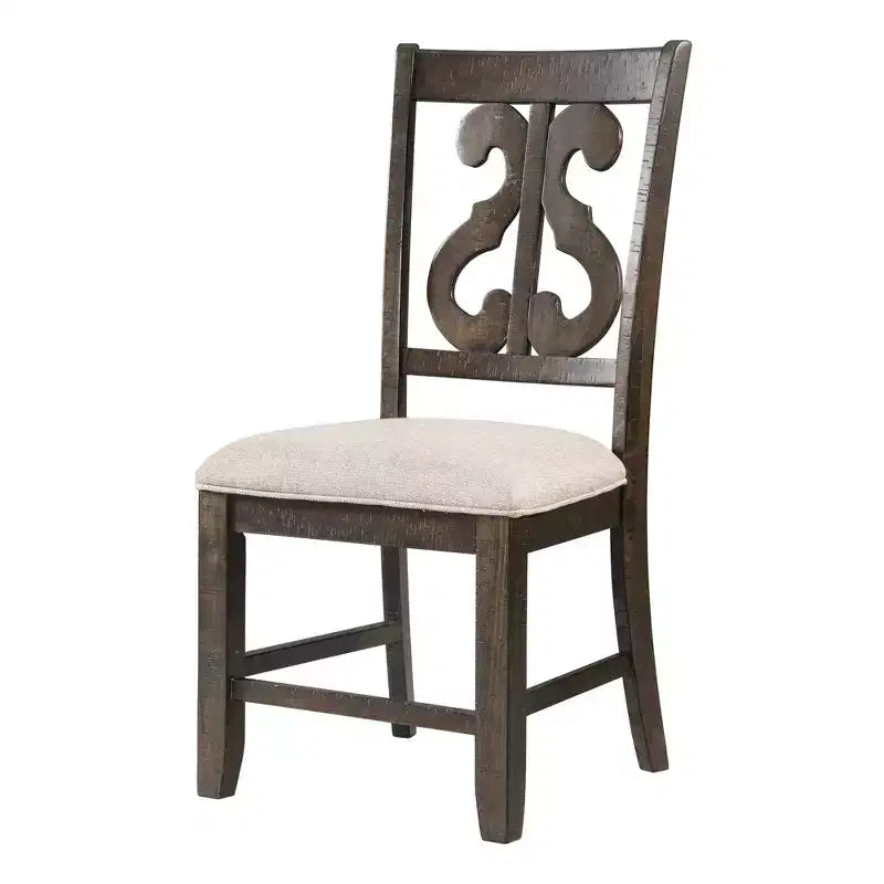 Chaise Stanford avec dossier tourbillon en bois, marron - Picket House Furnishings : Moderne du milieu du siècle, assise rembourrée