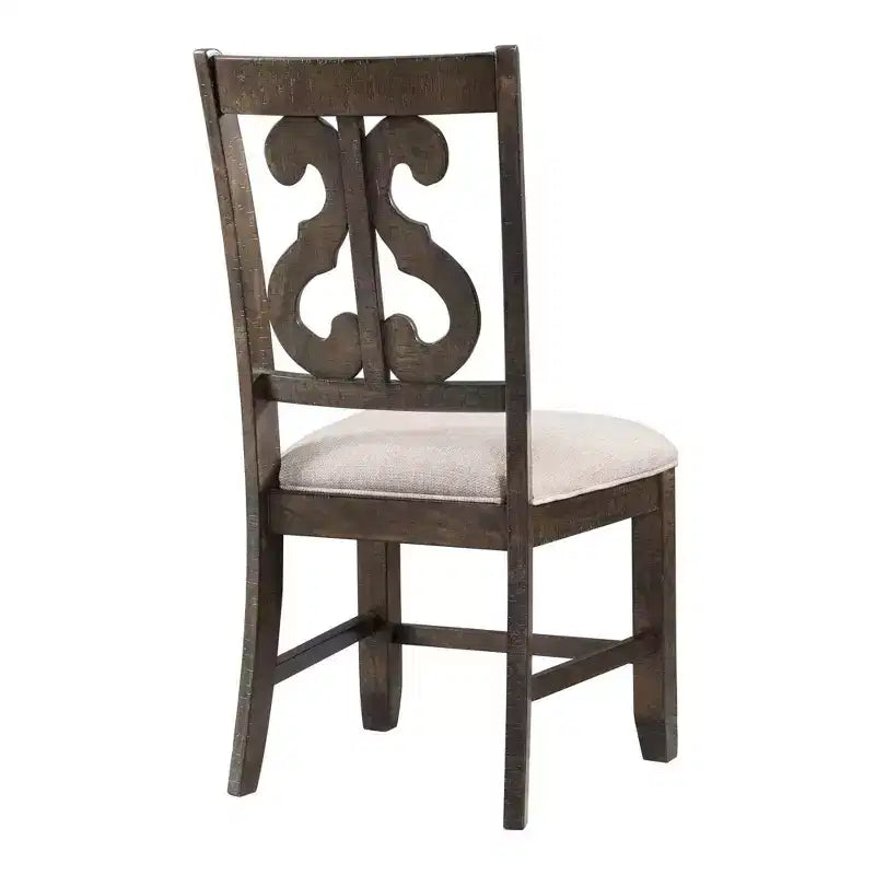Chaise Stanford avec dossier tourbillon en bois, marron - Picket House Furnishings : Moderne du milieu du siècle, assise rembourrée