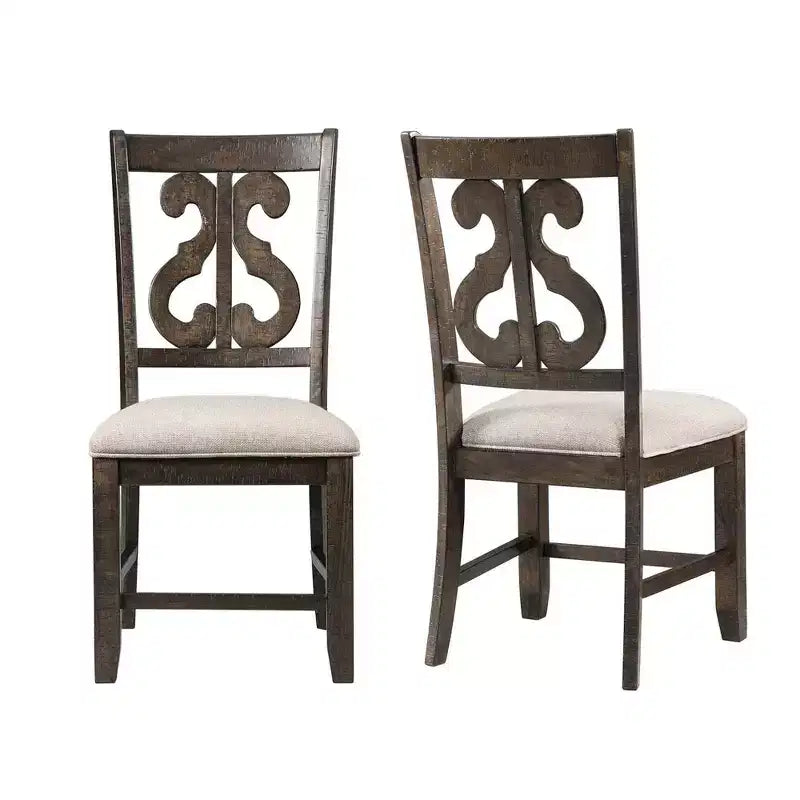 Chaise Stanford avec dossier tourbillon en bois, marron - Picket House Furnishings : Moderne du milieu du siècle, assise rembourrée