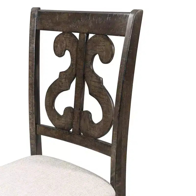 Chaise Stanford avec dossier tourbillon en bois, marron - Picket House Furnishings : Moderne du milieu du siècle, assise rembourrée