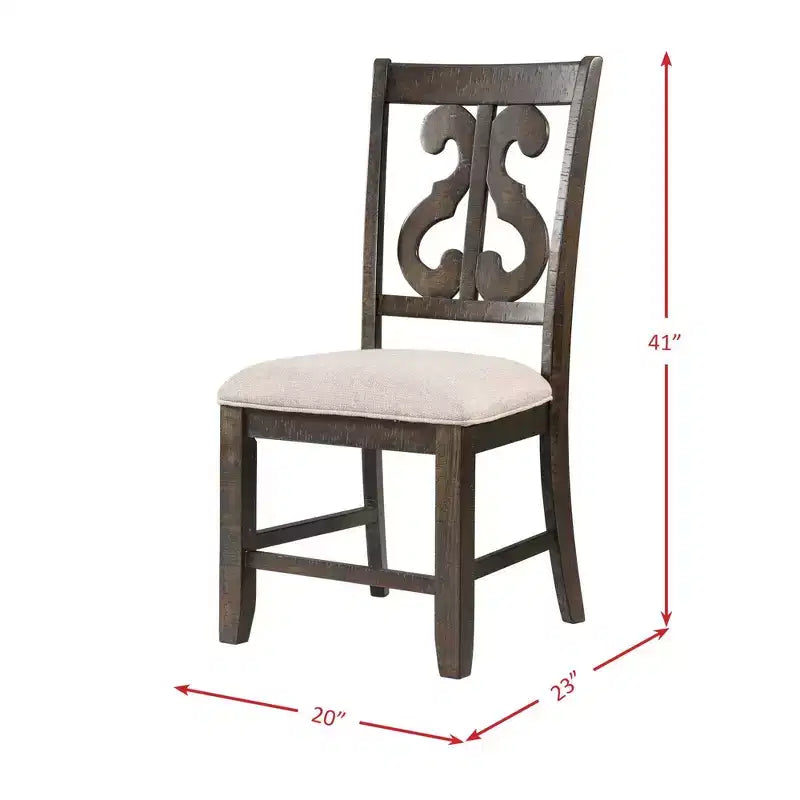 Chaise Stanford avec dossier tourbillon en bois, marron - Picket House Furnishings : Moderne du milieu du siècle, assise rembourrée