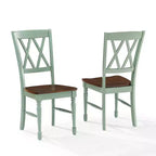 Lot de 2 chaises de salle à manger Crosley Shelby Teal vieilli : cadre en bois d'hévéa, sans accoudoirs, capacité de 113 kg