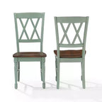 Lot de 2 chaises de salle à manger Crosley Shelby Teal vieilli : cadre en bois d'hévéa, sans accoudoirs, capacité de 113 kg
