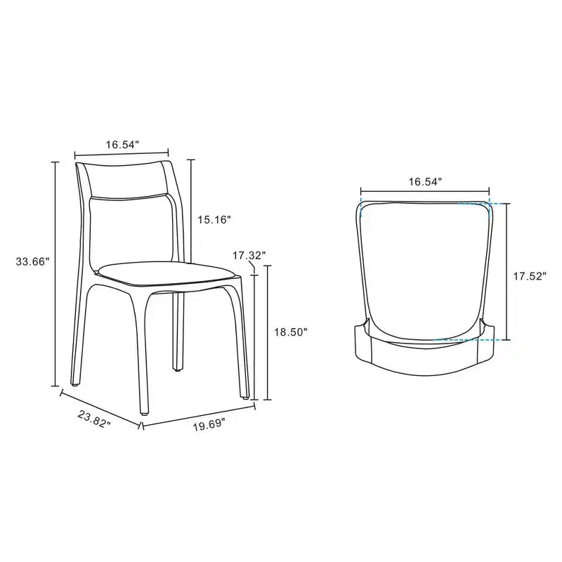 Lot de 2 chaises de salle à manger empilables Moderno en similicuir noir – Manhattan Comfort
