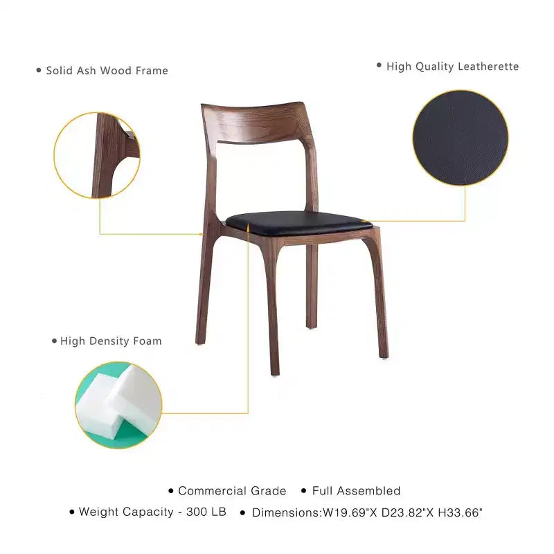 Lot de 2 chaises de salle à manger empilables Moderno en similicuir noir – Manhattan Comfort