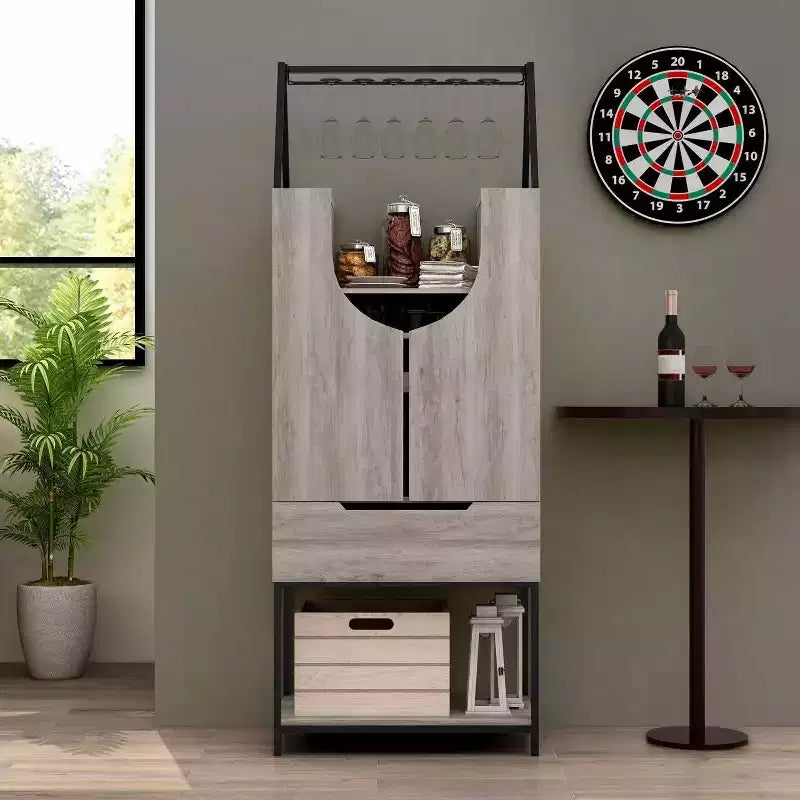 Meuble de rangement pour vins à usages multiples Meluse, style vintage gris, de Magasin 24h/24 et 7j/7