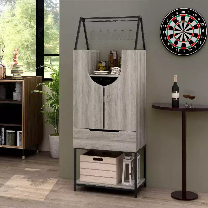 Meuble de rangement pour vins à usages multiples Meluse, style vintage gris, de Magasin 24h/24 et 7j/7
