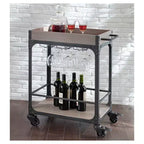 Desserte et casier à vin Franklin gris patiné - Threshold™ : Chariot de service de boissons de style vintage avec roues verrouillables