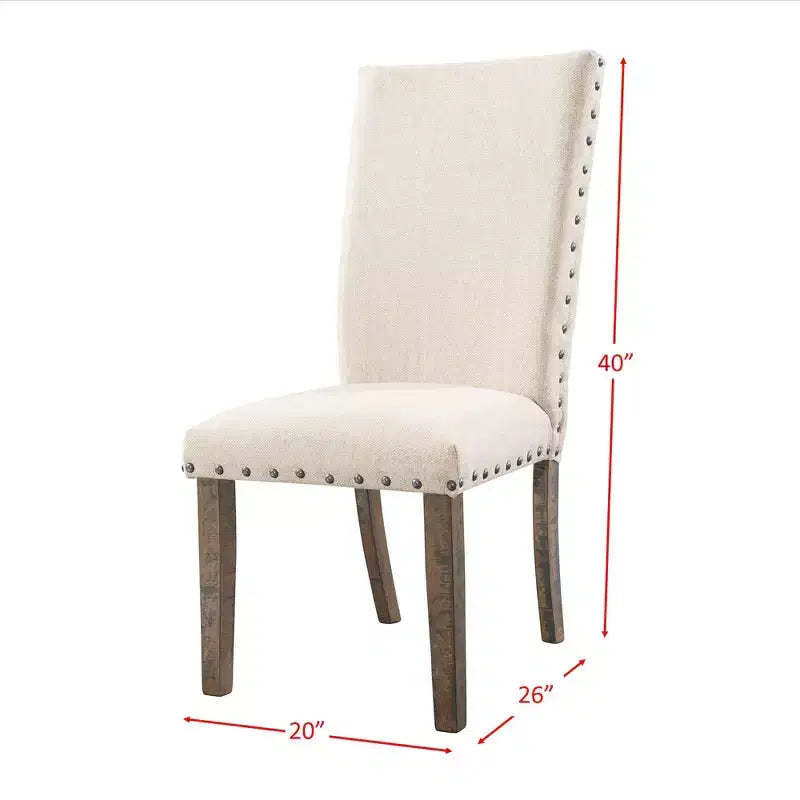 Ensemble de salle à manger extensible 7 pièces Dex et 6 chaises latérales rembourrées Noyer/Crème - Picket House Furnishings : Finition fumée, Pieds évasés
