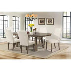 Ensemble de salle à manger extensible 7 pièces Dex et 6 chaises latérales rembourrées Noyer/Crème - Picket House Furnishings : Finition fumée, Pieds évasés