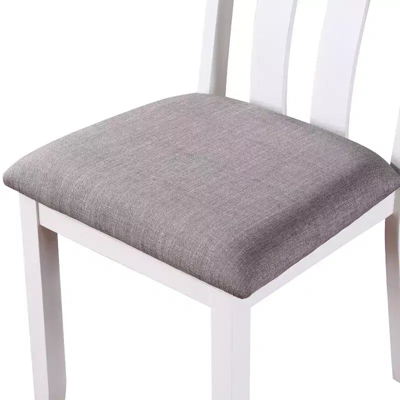 HOMES: Inside + Out Ensemble de salle à manger 5 pièces Seawhisper de style transitionnel blanc/gris : Bois massif, chaises rembourrées, style cottage