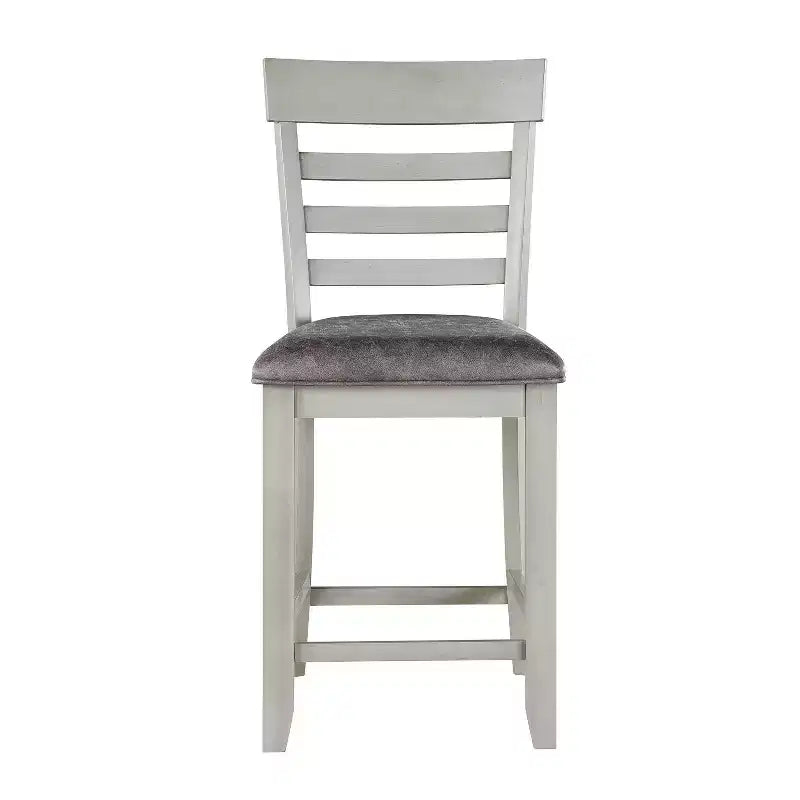 Ensemble de salle à manger 7 pièces Hyland de Steve Silver Co., gris/charbon : Tabourets rembourrés, rallonge amovible, base de rangement