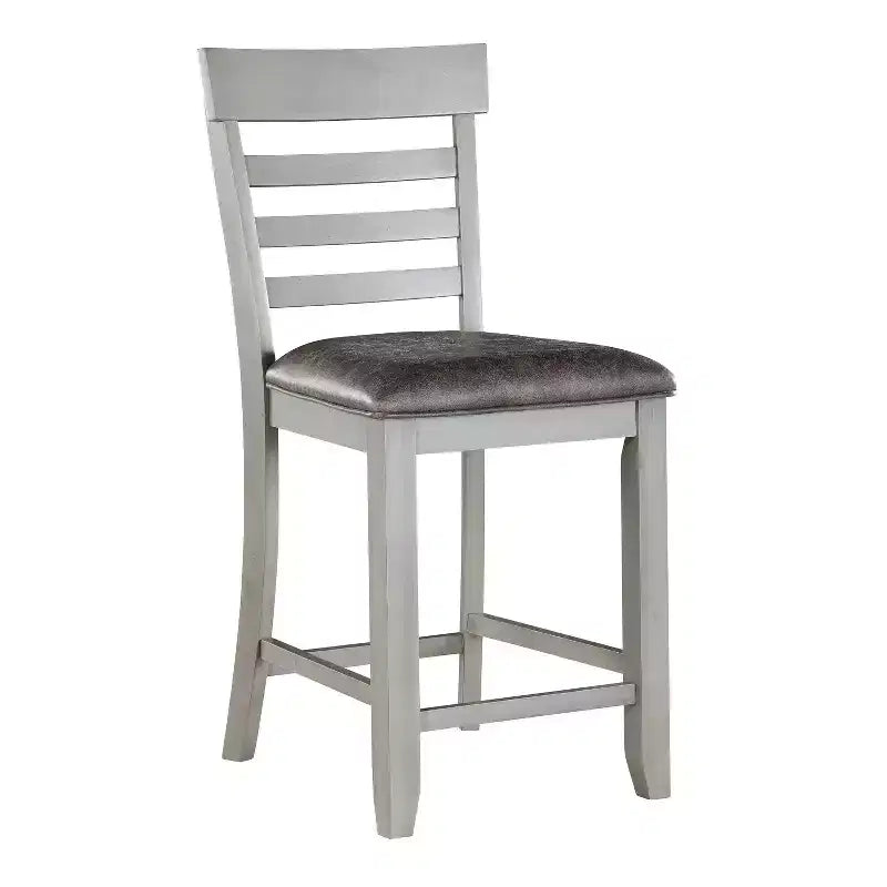 Ensemble de salle à manger 7 pièces Hyland de Steve Silver Co., gris/charbon : Tabourets rembourrés, rallonge amovible, base de rangement