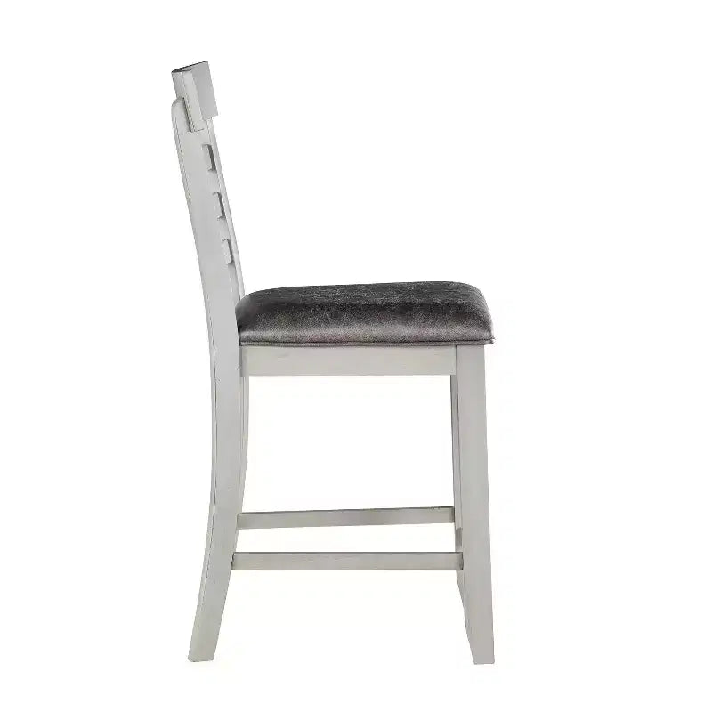 Ensemble de salle à manger 7 pièces Hyland de Steve Silver Co., gris/charbon : Tabourets rembourrés, rallonge amovible, base de rangement