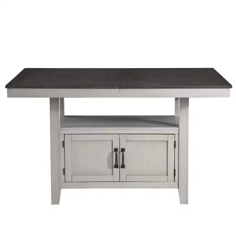 Ensemble de salle à manger 7 pièces Hyland de Steve Silver Co., gris/charbon : Tabourets rembourrés, rallonge amovible, base de rangement
