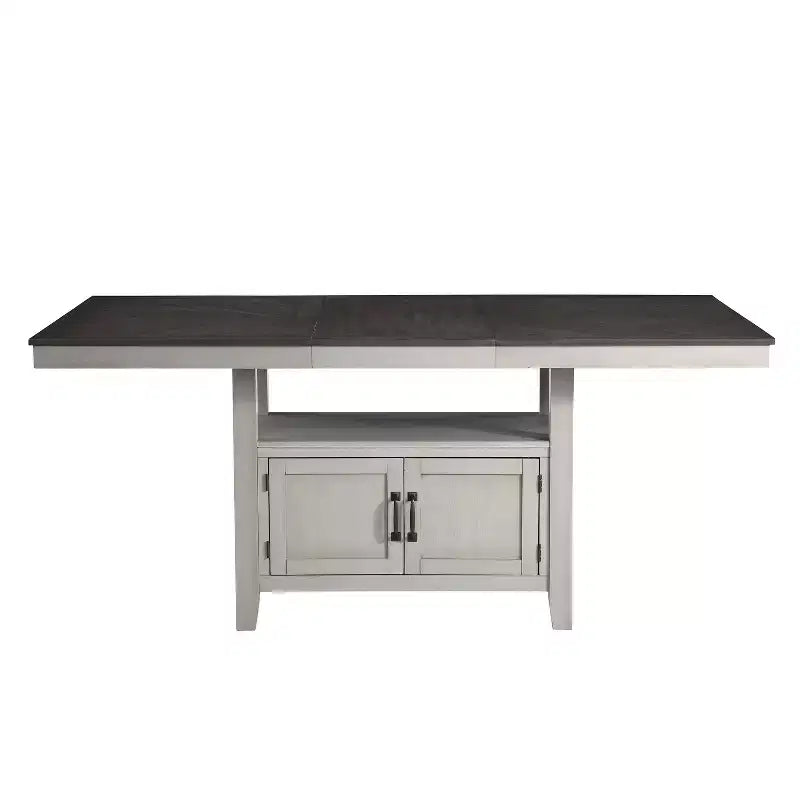 Ensemble de salle à manger 7 pièces Hyland de Steve Silver Co., gris/charbon : Tabourets rembourrés, rallonge amovible, base de rangement