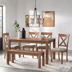 Table à manger rectangulaire Buylateral Verdon style ferme moderne, coloris bois flotté