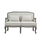 Canapés Tania 56" Lin Crème et Finition Marron - Acme Furniture : Cabriole Française, Clous Décoratifs, Aucun Assemblage Requis