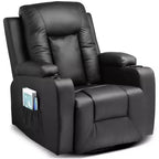 COMHOMA Fauteuil Inclinable à Levier Latéral, en Cuir PU, avec Fonction Chauffante et Massage, Noir