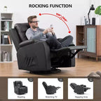 COMHOMA Fauteuil Inclinable à Levier Latéral, en Cuir PU, avec Fonction Chauffante et Massage, Noir