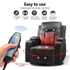 COMHOMA Fauteuil Inclinable à Levier Latéral, en Cuir PU, avec Fonction Chauffante et Massage, Noir