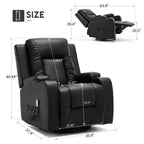 COMHOMA Fauteuil Inclinable à Levier Latéral, en Cuir PU, avec Fonction Chauffante et Massage, Noir
