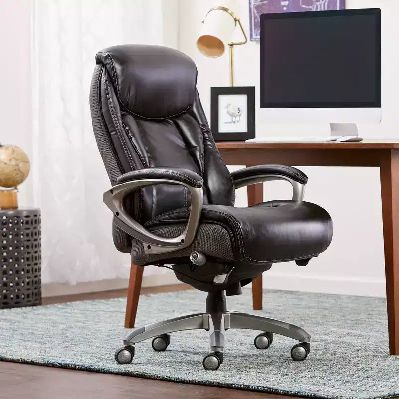 Fauteuil de bureau Serta Works Executive avec technologie Smart Layers Gris : cuir reconstitué ergonomique, hauteur réglable, capacité de 125 kg
