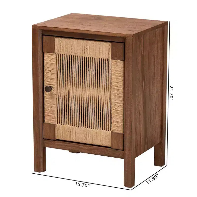 bali &amp; pari Table de chevet Holitz en bois de bayur, Noyer brun/Marron clair : 21,7 po de hauteur, Aucun assemblage requis