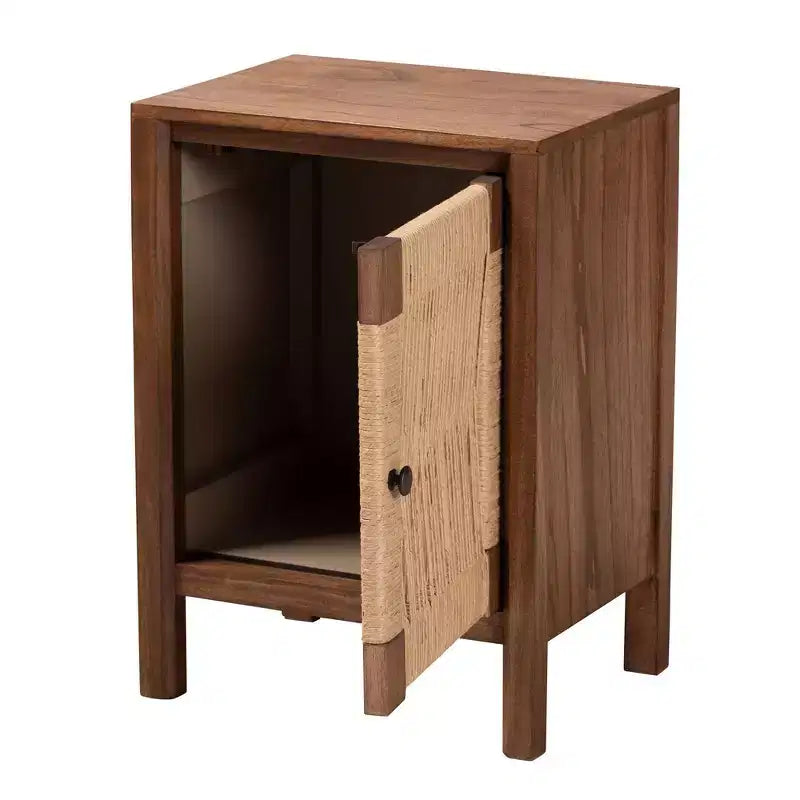 bali &amp; pari Table de chevet Holitz en bois de bayur, Noyer brun/Marron clair : 21,7 po de hauteur, Aucun assemblage requis