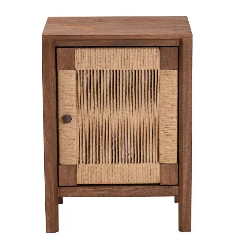 bali &amp; pari Table de chevet Holitz en bois de bayur, Noyer brun/Marron clair : 21,7 po de hauteur, Aucun assemblage requis